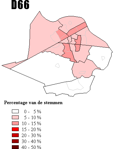 Uitslag van D66 per wijk