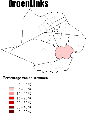 Uitslag van de GroenLinks per wijk