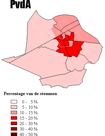 Uitslag van de PvdA per wijk